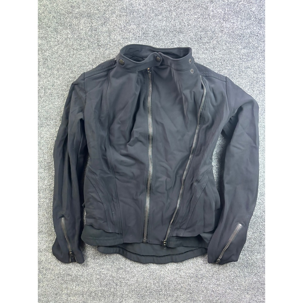 Lululemon‎ Bust A Move Moto Jacket Womens 6 Black Peplum Asymmetrical Zip